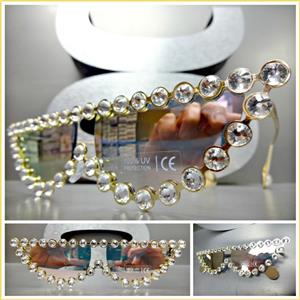 Blingy Crystal Cat Eye Sunglasses- Pink Mirrored Lens