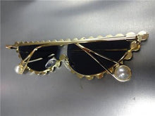 Blingy Crystal Cat Eye Sunglasses- Pink Mirrored Lens