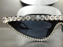 Retro Bedazzled Cat Eye Sunglasses- Black
