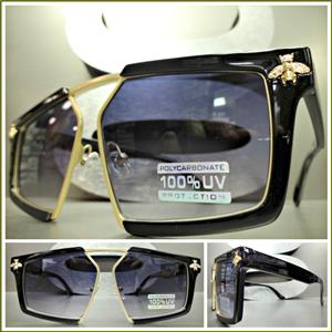 Designer Retro Style Sunglasses- Black & Gold