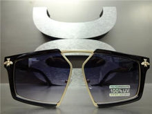 Designer Retro Style Sunglasses- Black & Gold