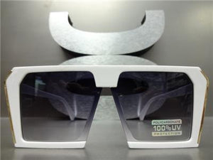Retro Luxury Square Frame Sunglasses- White Frame