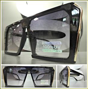 Retro Luxury Square Frame Sunglasses- Black & Gold