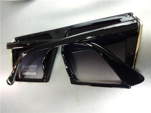 Retro Luxury Square Frame Sunglasses- Black & Gold