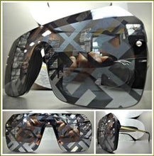 Luxe Shield Style Sunglasses- Black & Silver