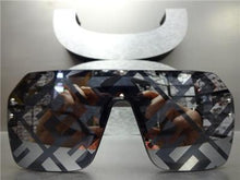 Luxe Shield Style Sunglasses- Black & Silver