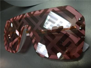 Luxe Shield Style Sunglasses- White & Pink