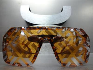 Luxe Shield Style Sunglasses- Tortoise & Orange