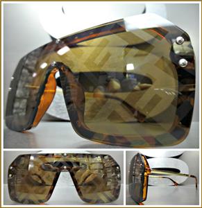 Luxe Shield Style Sunglasses- Tortoise & Gold