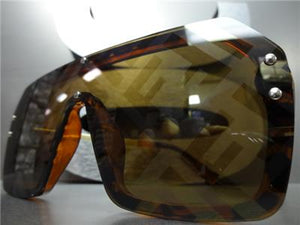 Luxe Shield Style Sunglasses- Tortoise & Gold