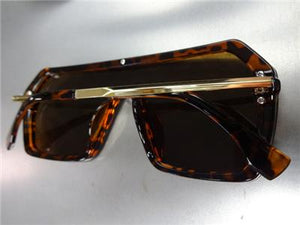 Luxe Shield Style Sunglasses- Tortoise & Gold