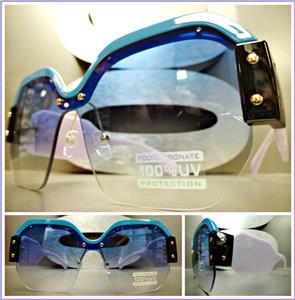 Funky Retro Style Square Frame Sunglasses- Blue & Purple Frame