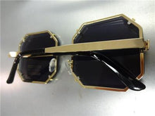 Funky Diamond Cut Square Sunglasses- Gray Lens