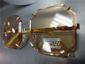 Funky Diamond Cut Square Sunglasses- Peach Lens