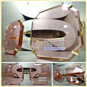 Funky Diamond Cut Square Sunglasses- Pink Lens