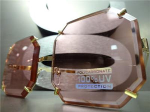 Funky Diamond Cut Square Sunglasses- Pink Lens
