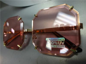 Funky Diamond Cut Square Sunglasses- Pink Lens