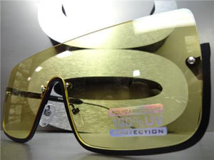 Flat Lens Shield Style Sunglasses- Yellow Lens