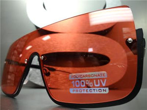 Flat Lens Shield Style Sunglasses- Red Lens