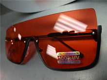 Flat Lens Shield Style Sunglasses- Red Lens