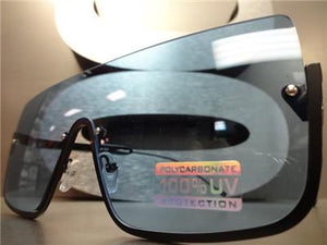 Flat Lens Shield Style Sunglasses- Blue Lens