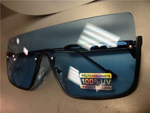 Flat Lens Shield Style Sunglasses- Blue Lens