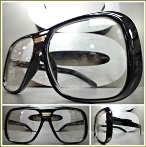 Retro Square Clear Lens Glasses- Black Frame