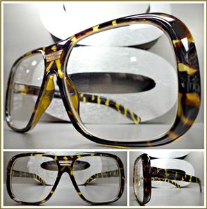 Retro Square Clear Lens Glasses- Tortoise Frame