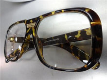 Retro Square Clear Lens Glasses- Tortoise Frame