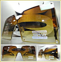 Luxury Gold Frame Shield Style Sunglasses- Honey Brown Lens