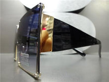 Luxury Gold Frame Shield Style Sunglasses- Black Gradient Lens