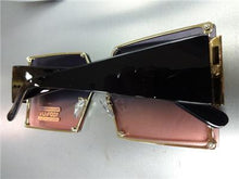 Luxury Gold Frame Shield Style Sunglasses- Smoke Purple to Pink Lens