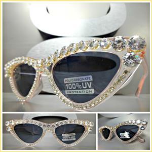 Retro Cat Eye Bedazzled Sunglasses- Pink Transparent Frame
