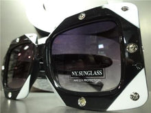 Oversized Square Bedazzled Rhinestone Sunglasses- Black & White