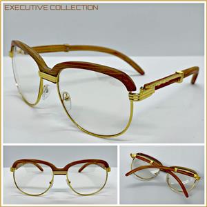 EXECUTIVE Square Frame Wooden Clear Lens Glasses- Light Wood
