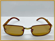 EXECUTIVE Classic Wooden Temple Sunglasses- Brown & Gold