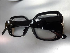 LENSLESS (NO LENS) Thick Frame Gold Detail Glasses- Black Frame