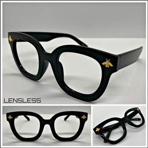 LENSLESS (NO LENS) Square Frame Bumblebee Glasses- Black Frame