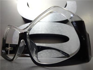 LENSLESS (NO LENS) Funky Eye Glasses Frame- Black / Transparent
