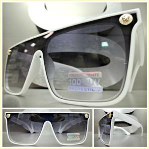 Modern Shield Style Sunglasses- White Frame