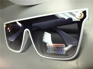 Modern Shield Style Sunglasses- White Frame