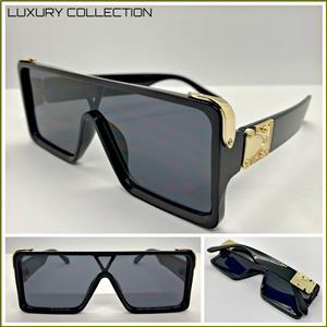Shield Designer Style Sunglasses- Black Frame