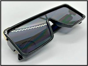 Shield Designer Style Sunglasses- Black Frame