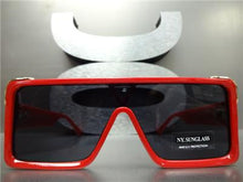 Shield Designer Style Sunglasses- Red Frame