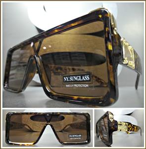 Shield Designer Style Sunglasses- Tortoise