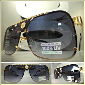 Modern Hip Hop Style Metal Frame Sunglasses- Black & Gold