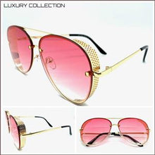 Elegant Tear Drop Shape Blinder Sunglasses- Pink Lens
