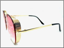 Elegant Tear Drop Shape Blinder Sunglasses- Pink Lens