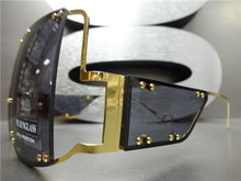 Modern LUXE Shield Style Sunglasses- Black & Gold