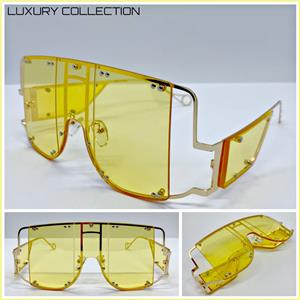 Modern LUXE Shield Style Sunglasses- Yellow & Gold